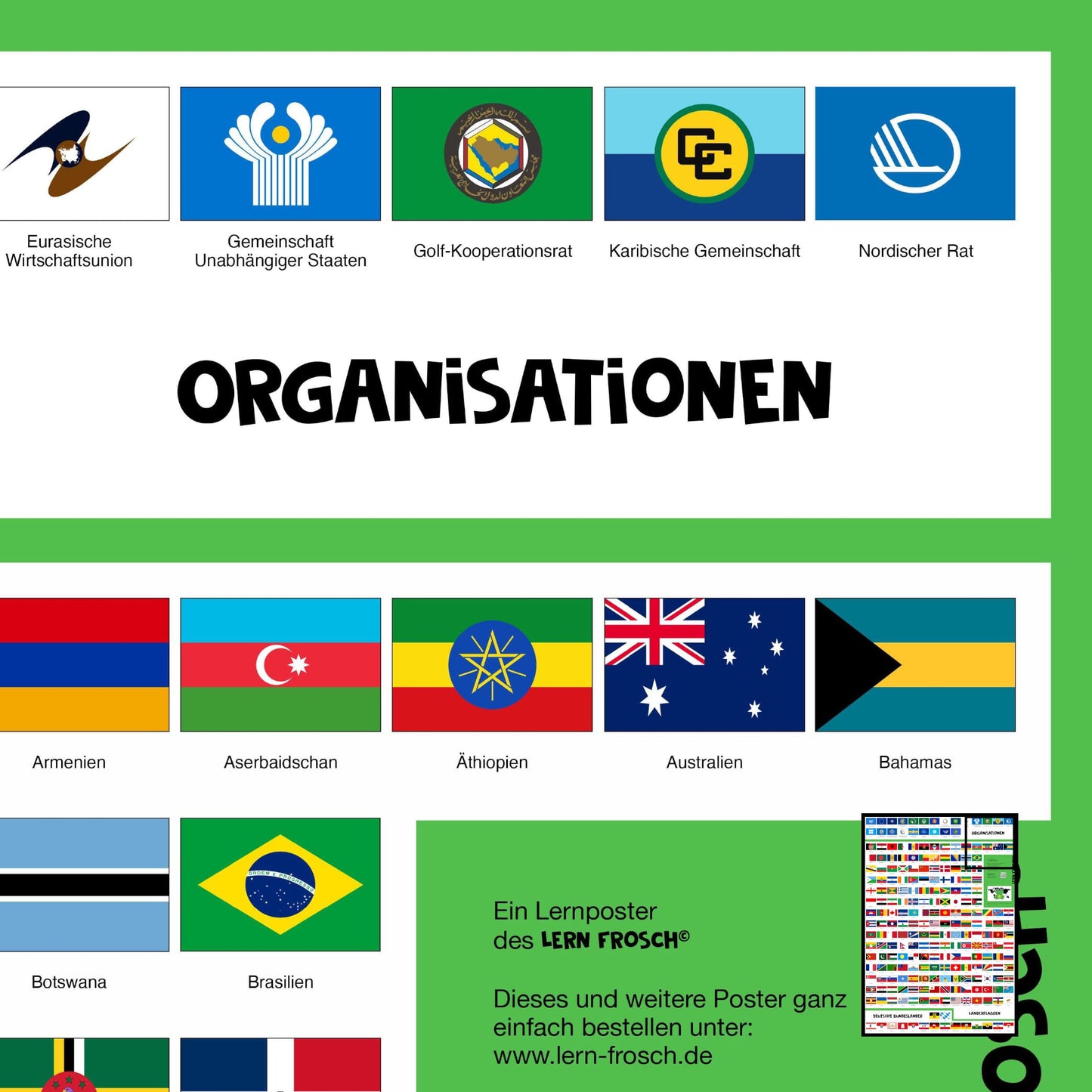 Flaggen lernen - Lernposter mit allen UN-Ländern